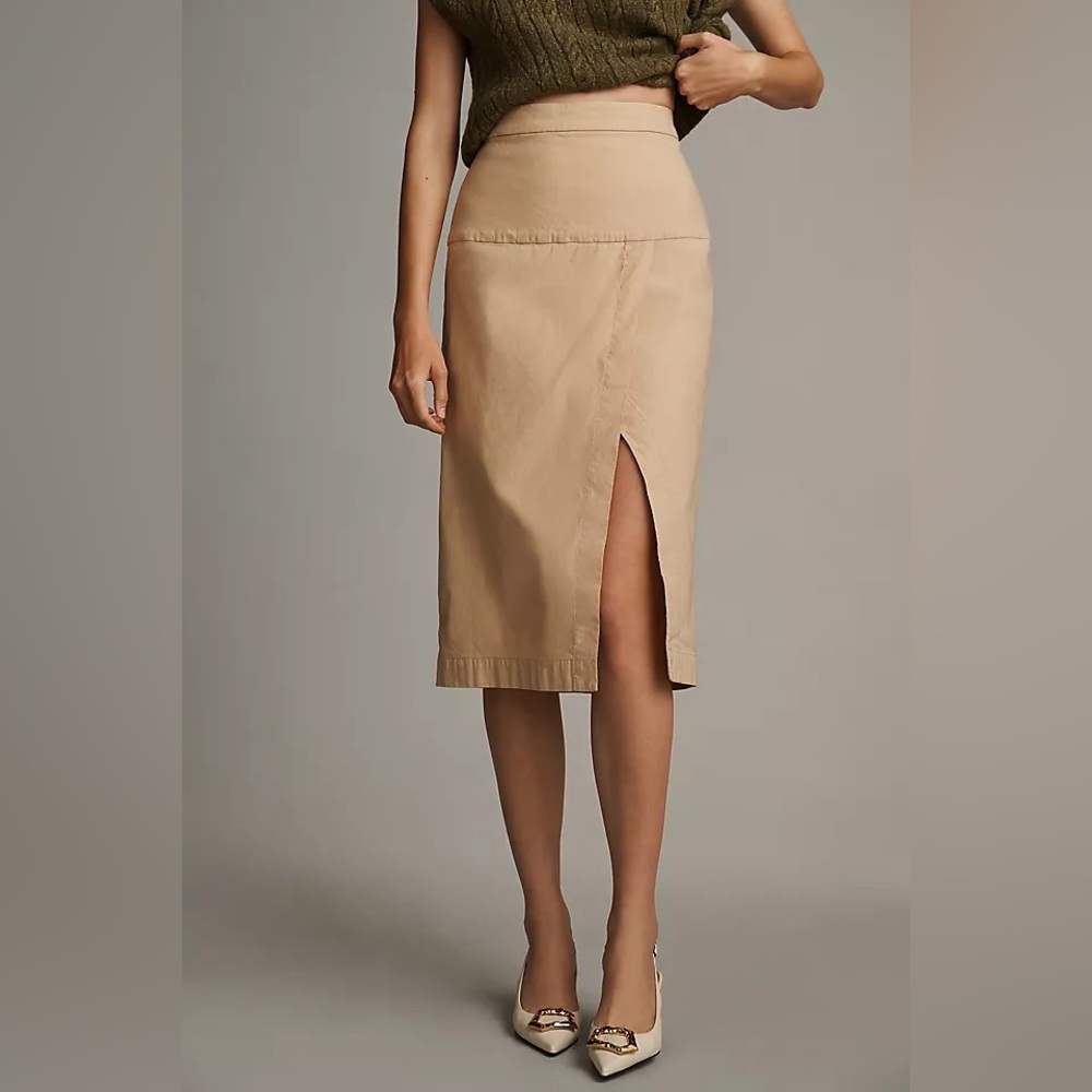 NWT Anthropologie Tan Pencil Skirt - size 12 - Picture 1 of 12